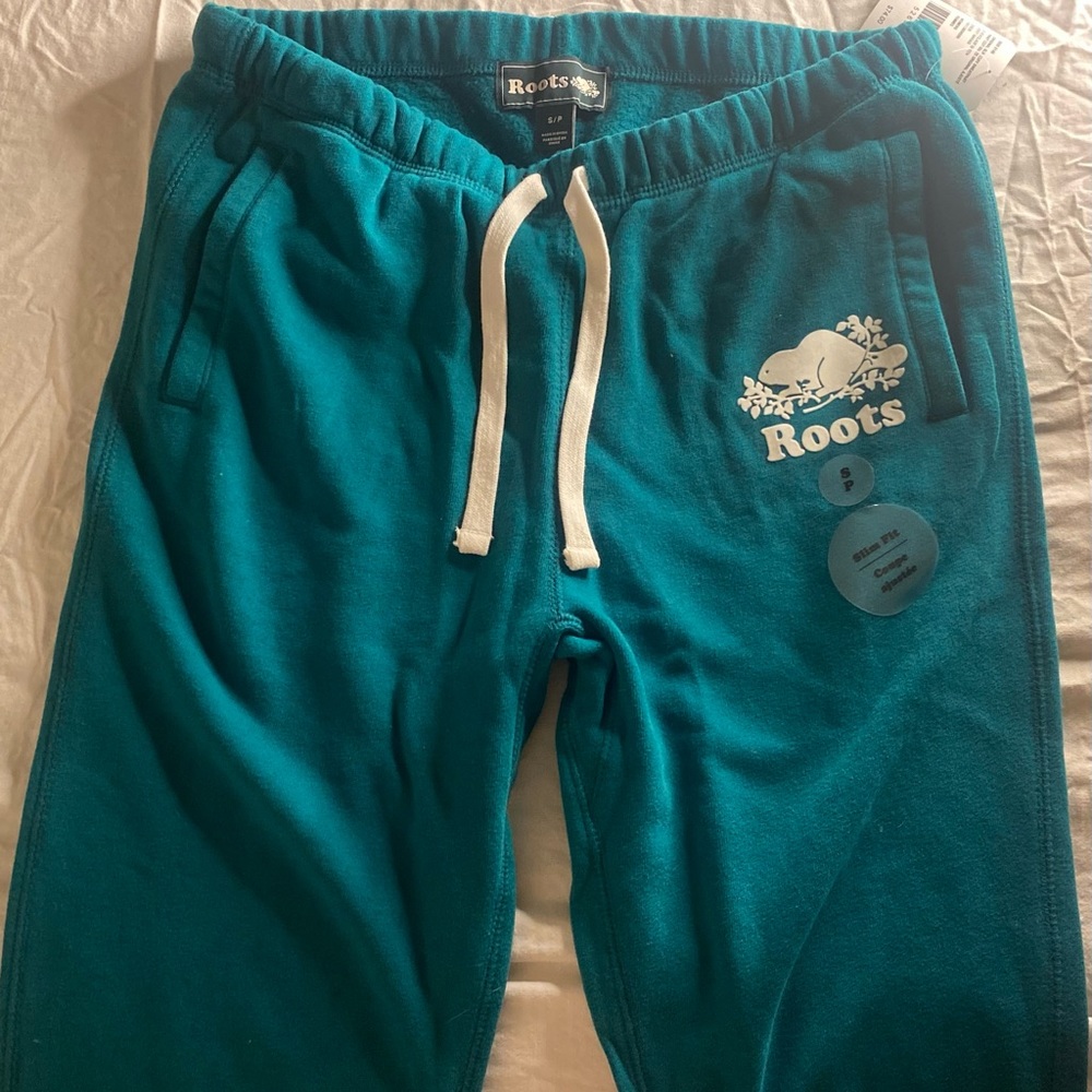 Roots Canada Slim Fit Jogger Sweatpants in Everglades Green Size Sm Small NWT